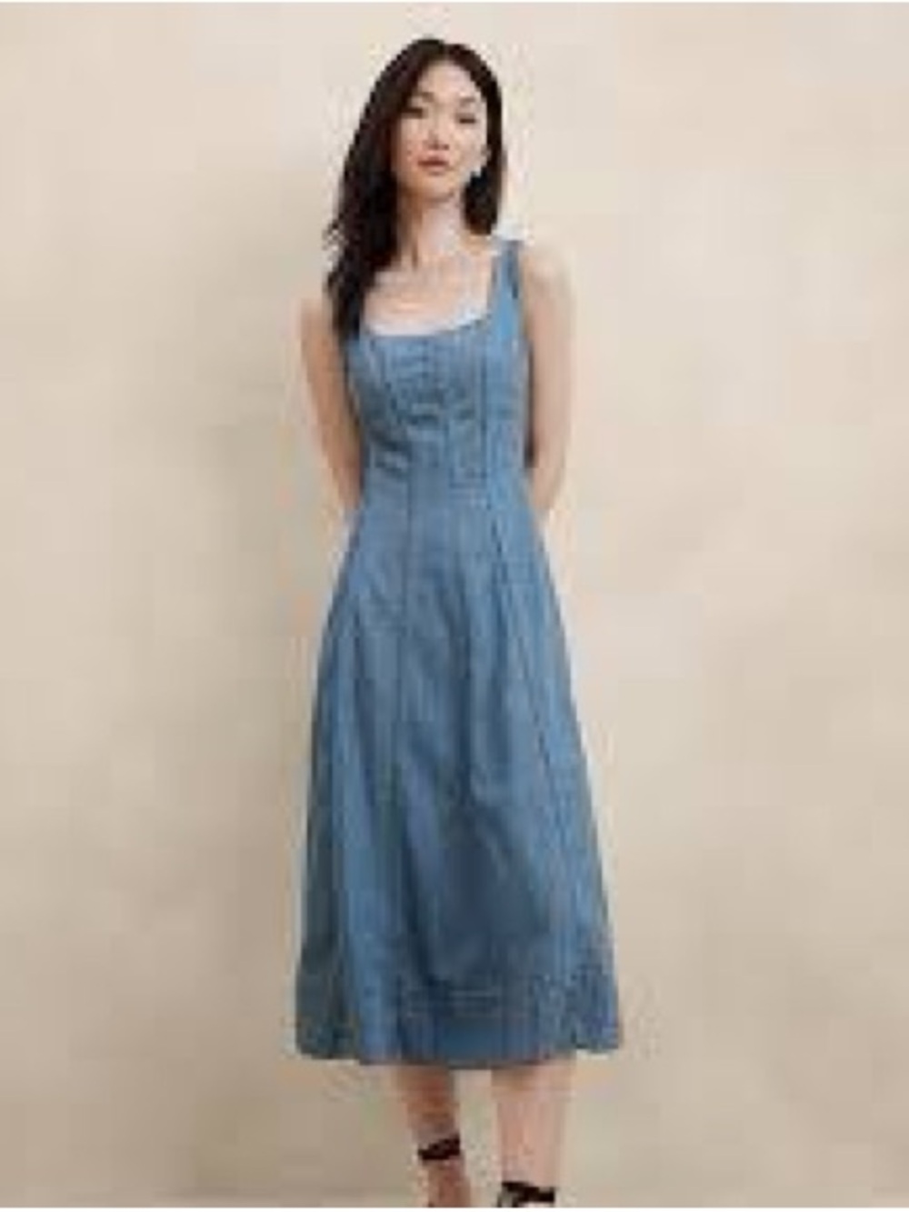 Banana Republic Denim Midi Dress in Light Blue